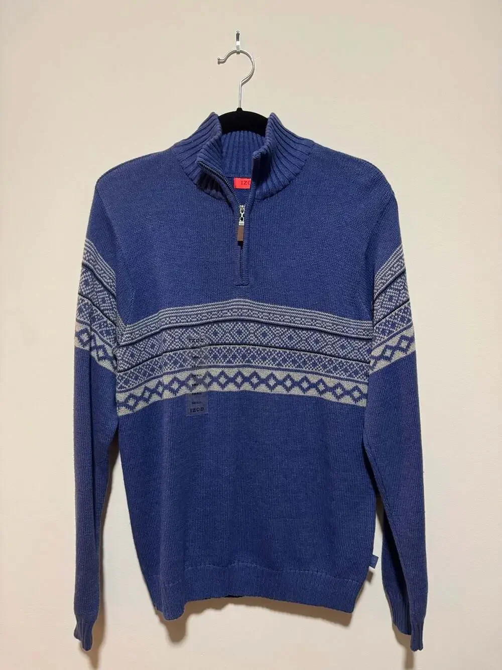 Men's IZOD Fairisle Quarter-Zip Sweater Blue Luxury Sport